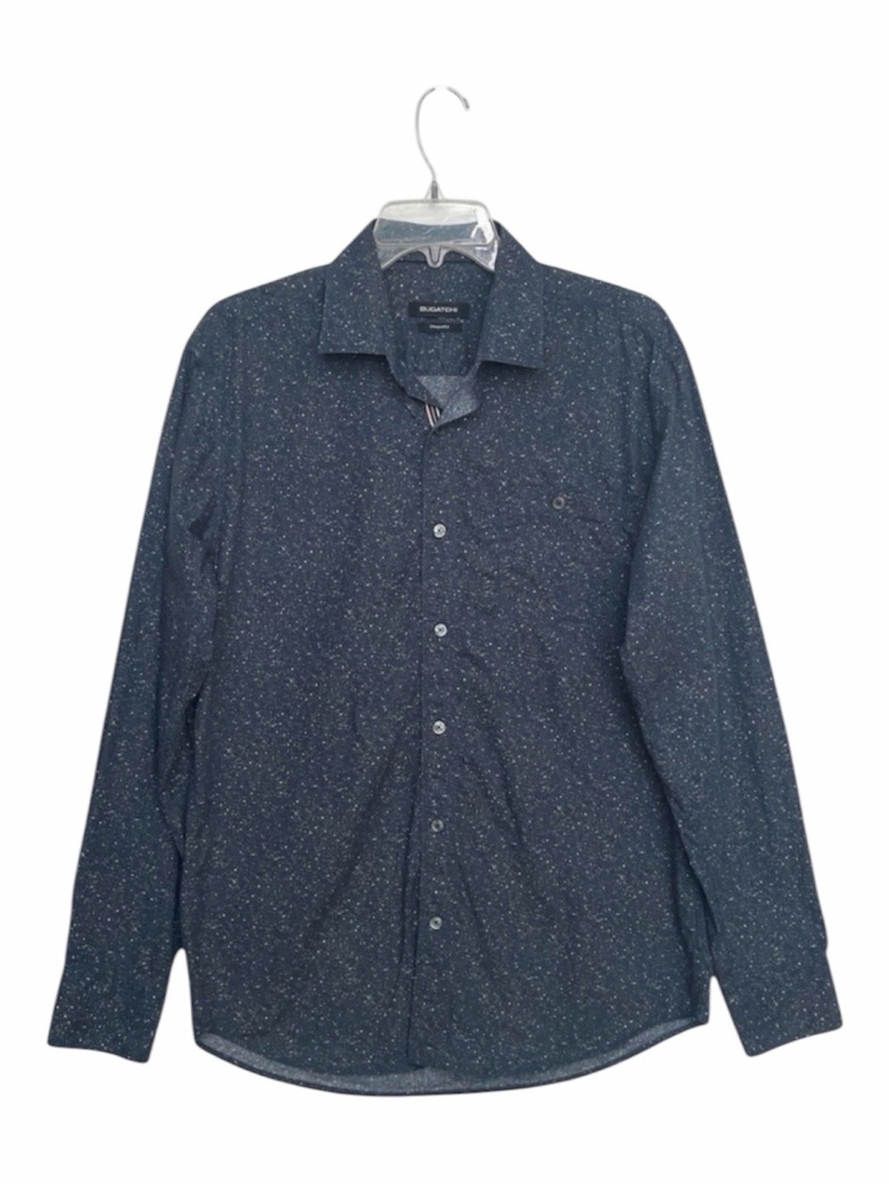 Bugatchi Shaped Fit Speckled Print Button-Up Shirt – Men’s Large (Approx.)